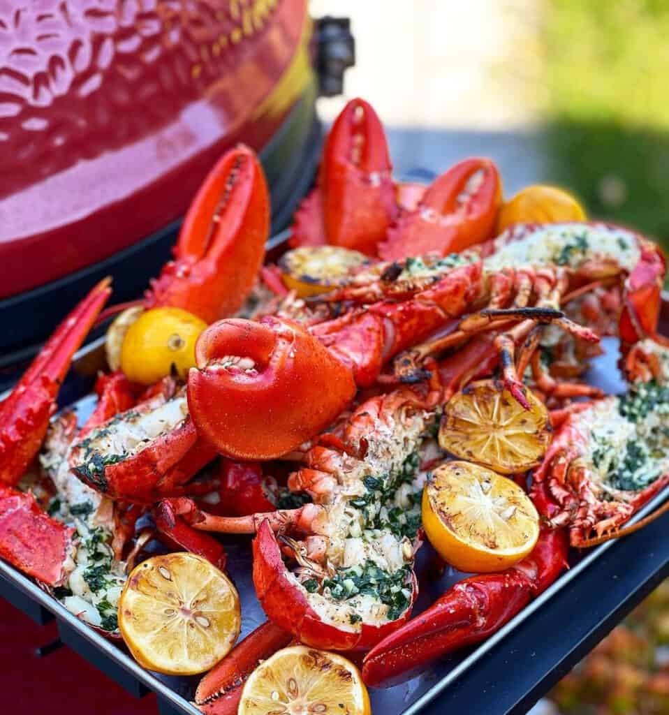 Split grilled lobster